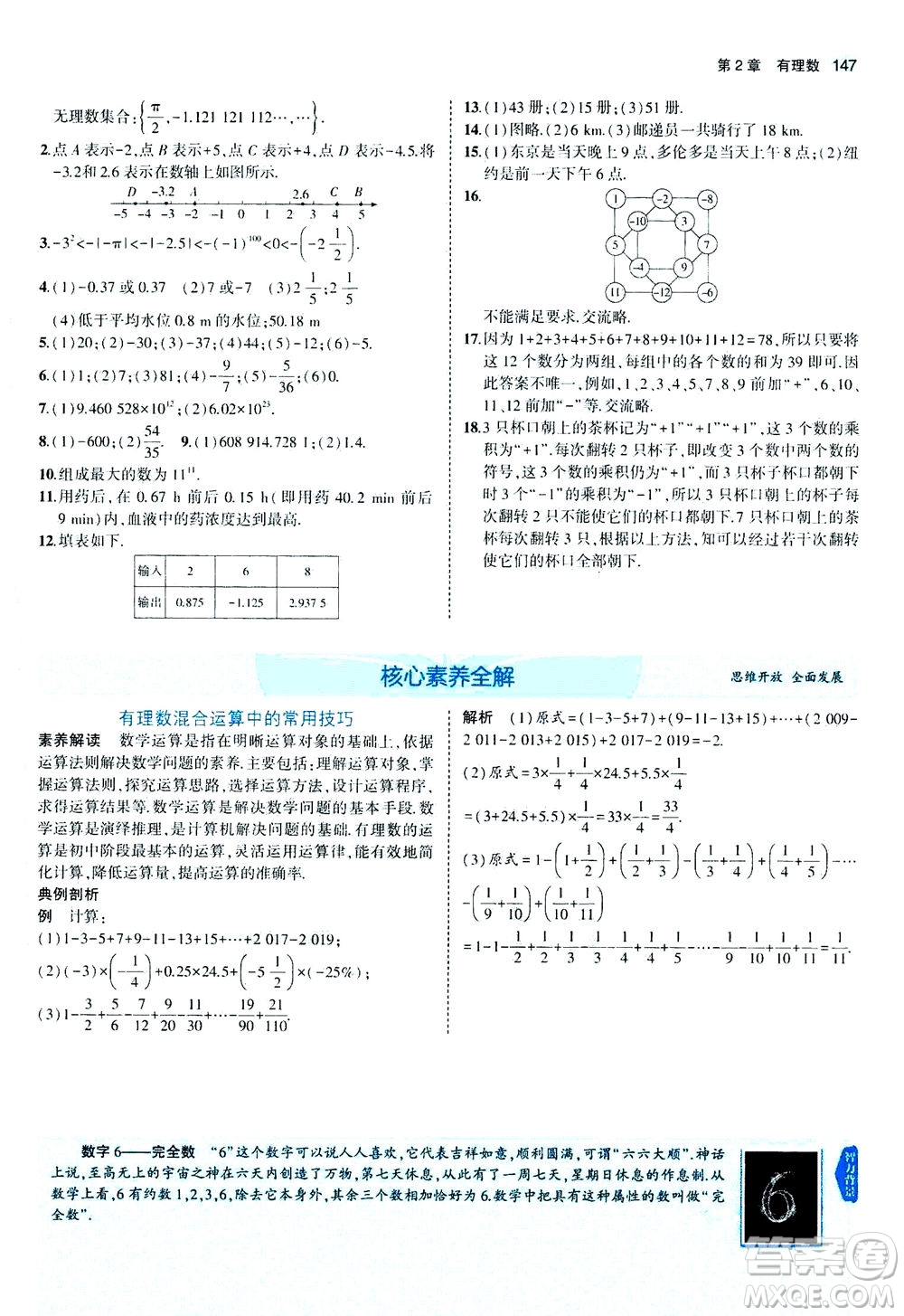 教育科學出版社2020秋5年中考3年模擬全解版初中數(shù)學七年級上冊蘇科版參考答案