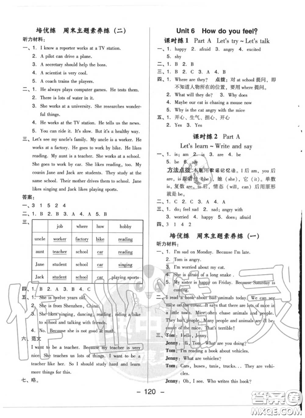 榮德基2020秋新版綜合應用創(chuàng)新題典中點六年級英語上冊人教版答案