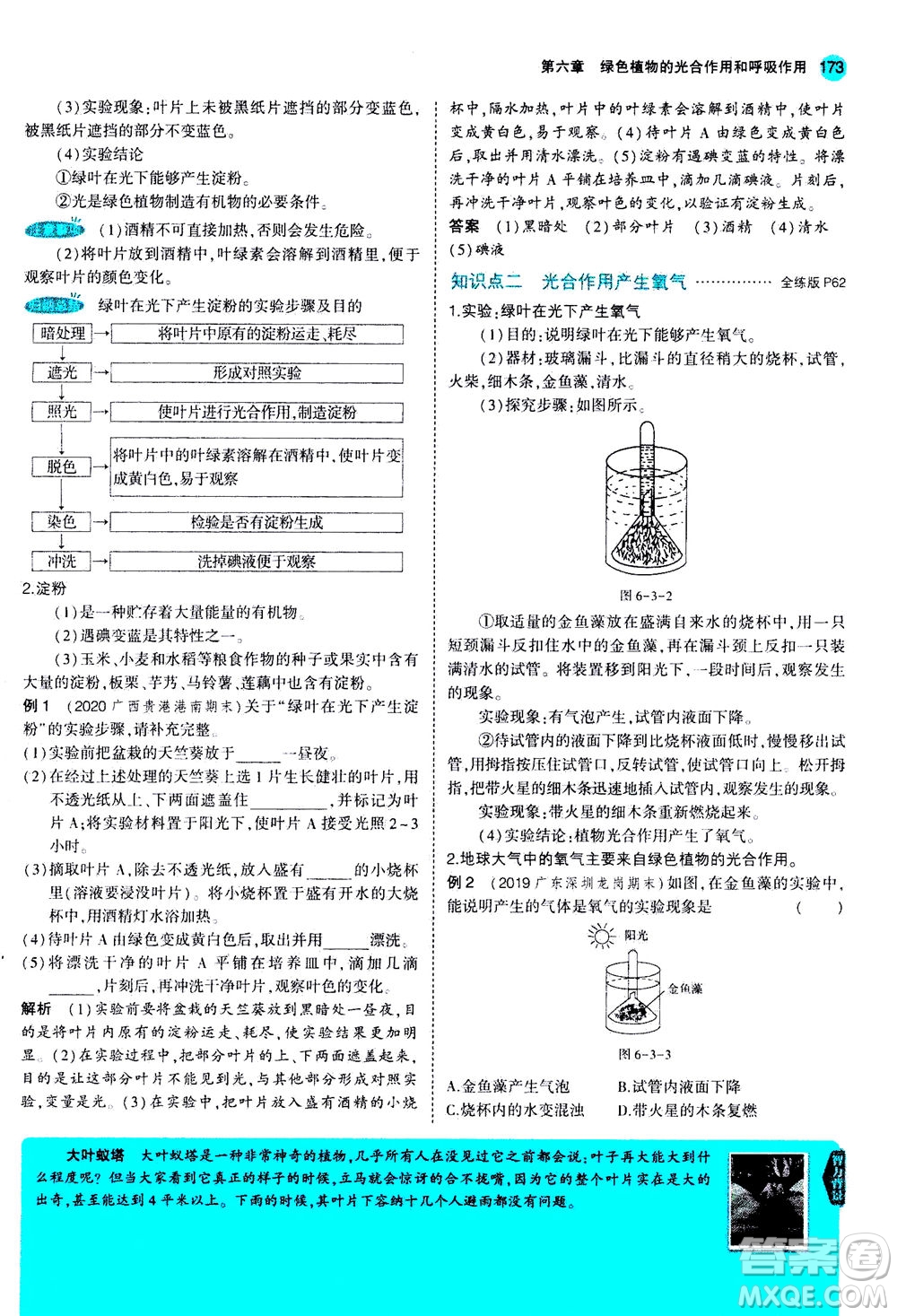 教育科學(xué)出版社2020秋5年中考3年模擬全解版初中生物七年級(jí)上冊(cè)蘇教版參考答案