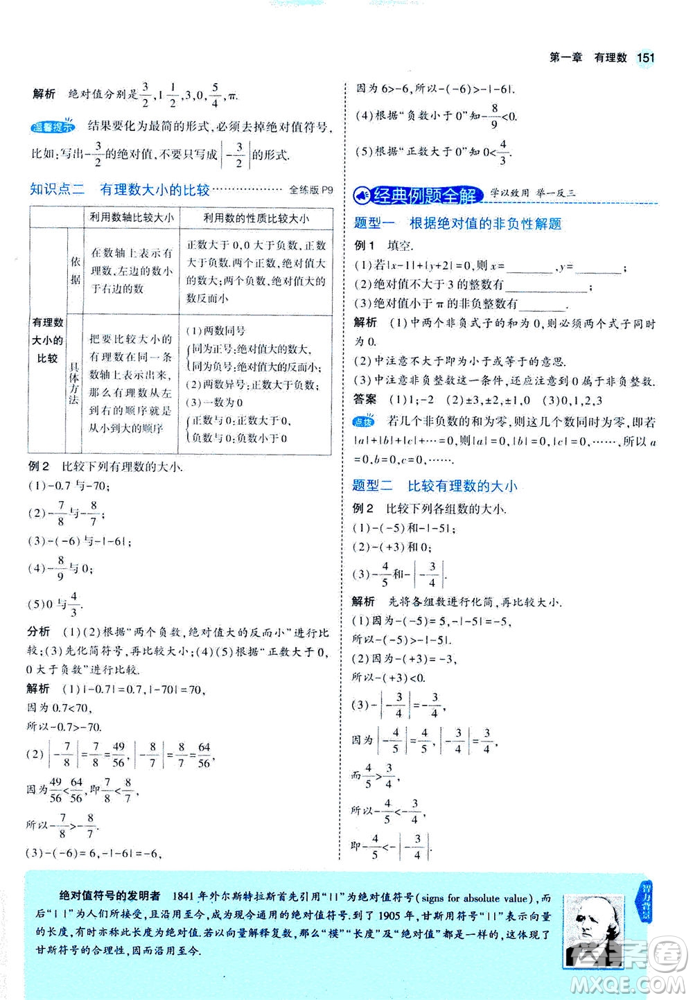 教育科學出版社2020秋5年中考3年模擬全解版初中數學七年級上冊人教版參考答案