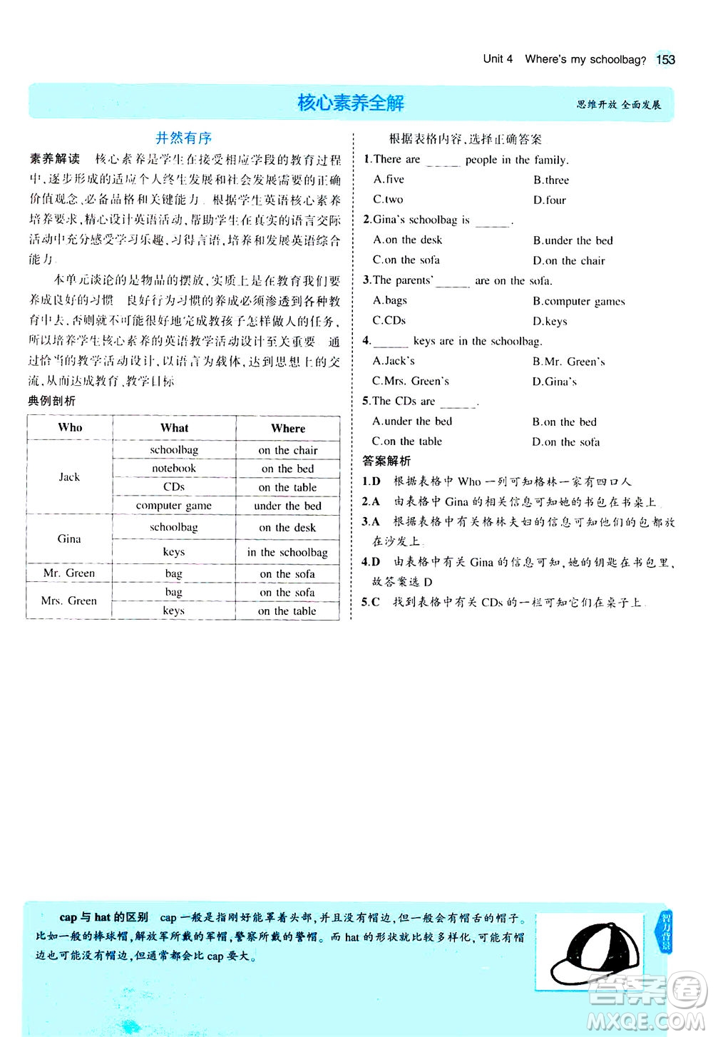 教育科學(xué)出版社2020秋5年中考3年模擬全解版初中英語七年級上冊人教版參考答案