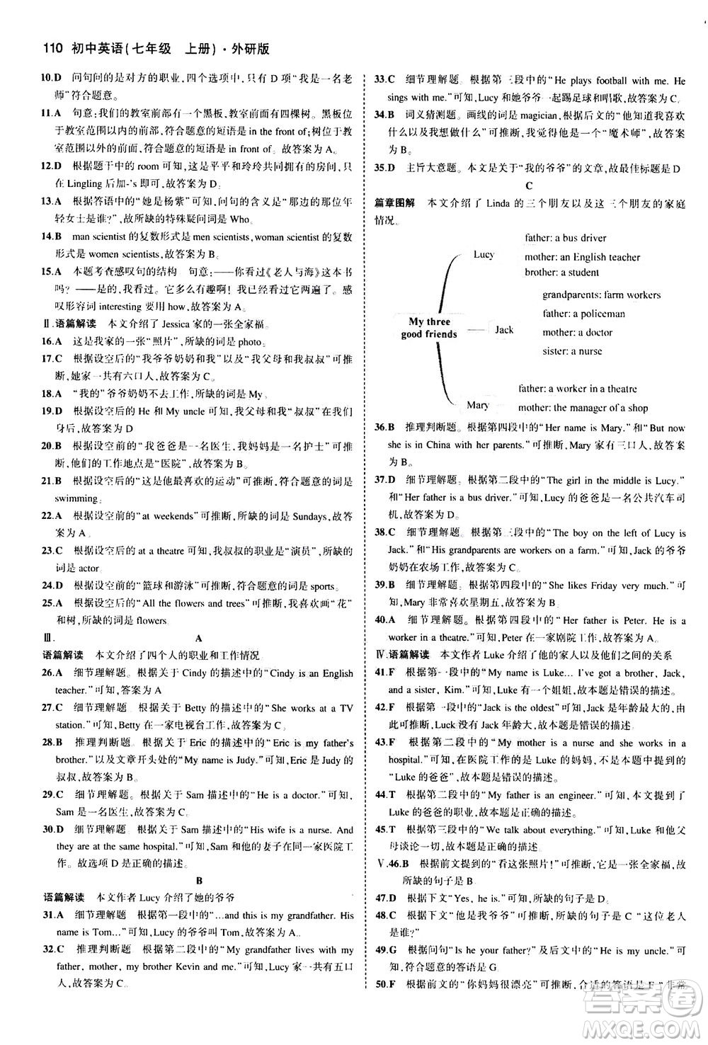 教育科學(xué)出版社2020秋5年中考3年模擬全練版初中英語(yǔ)七年級(jí)上冊(cè)外研版參考答案