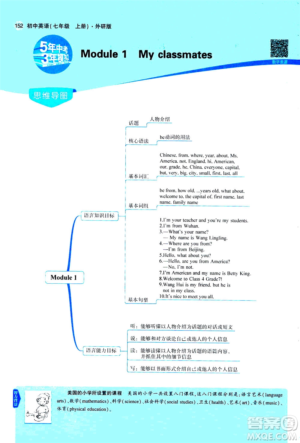 教育科學(xué)出版社2020秋5年中考3年模擬全解版初中英語(yǔ)七年級(jí)上冊(cè)外研版參考答案