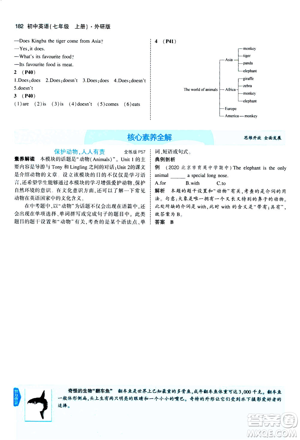 教育科學(xué)出版社2020秋5年中考3年模擬全解版初中英語(yǔ)七年級(jí)上冊(cè)外研版參考答案