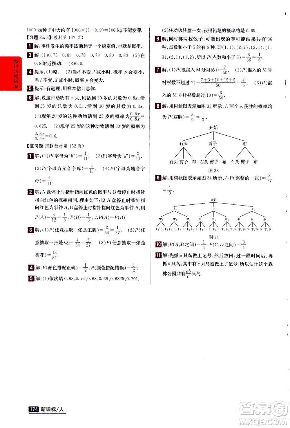 吉林人民出版社2020秋尖子生學(xué)案數(shù)學(xué)九年級上冊新課標人教版參考答案