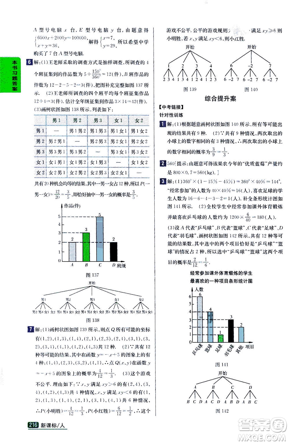 吉林人民出版社2020秋尖子生學(xué)案數(shù)學(xué)九年級上冊新課標人教版參考答案