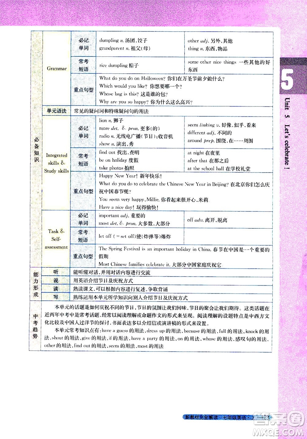 2020秋新教材完全解讀英語七年級上冊新課標(biāo)譯林版參考答案