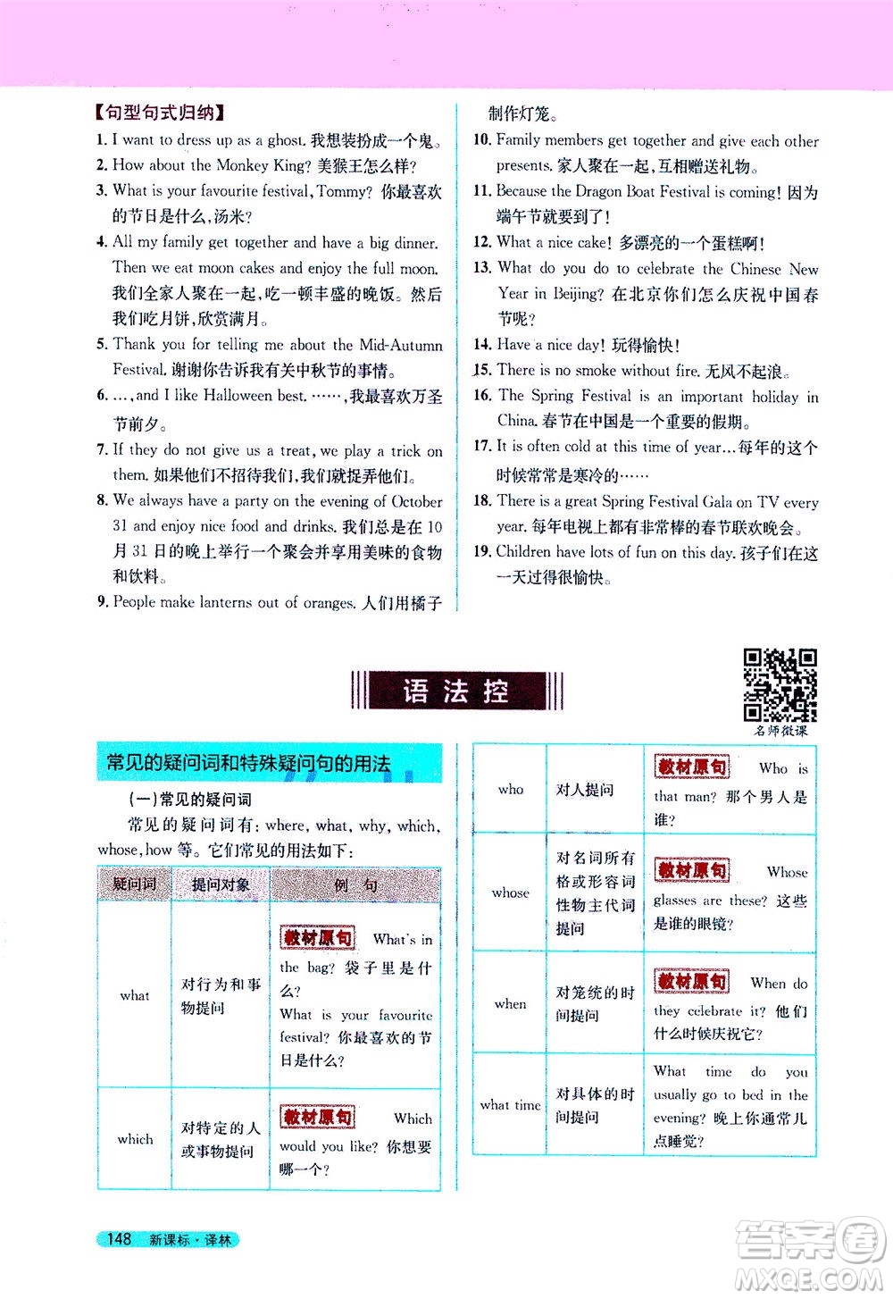 2020秋新教材完全解讀英語七年級上冊新課標(biāo)譯林版參考答案