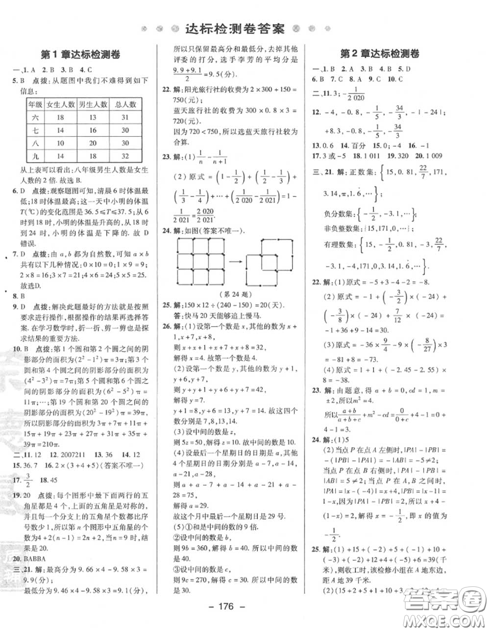 榮德基2020秋新版綜合應(yīng)用創(chuàng)新題典中點七年級數(shù)學(xué)上冊華師版答案