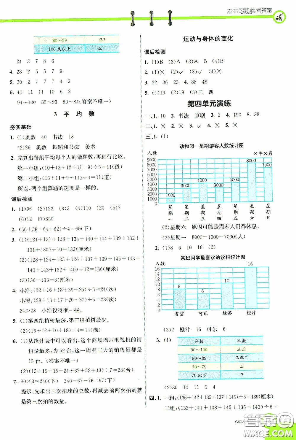 河北教育出版社2020七彩課堂四年級數(shù)學(xué)上冊蘇教版答案