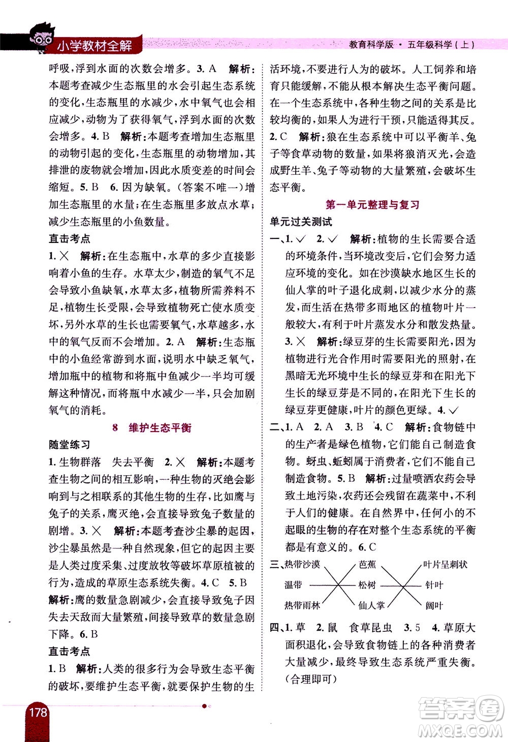 2020秋薛金星小學(xué)教材全解五年級(jí)上冊(cè)科學(xué)教育科學(xué)版參考答案