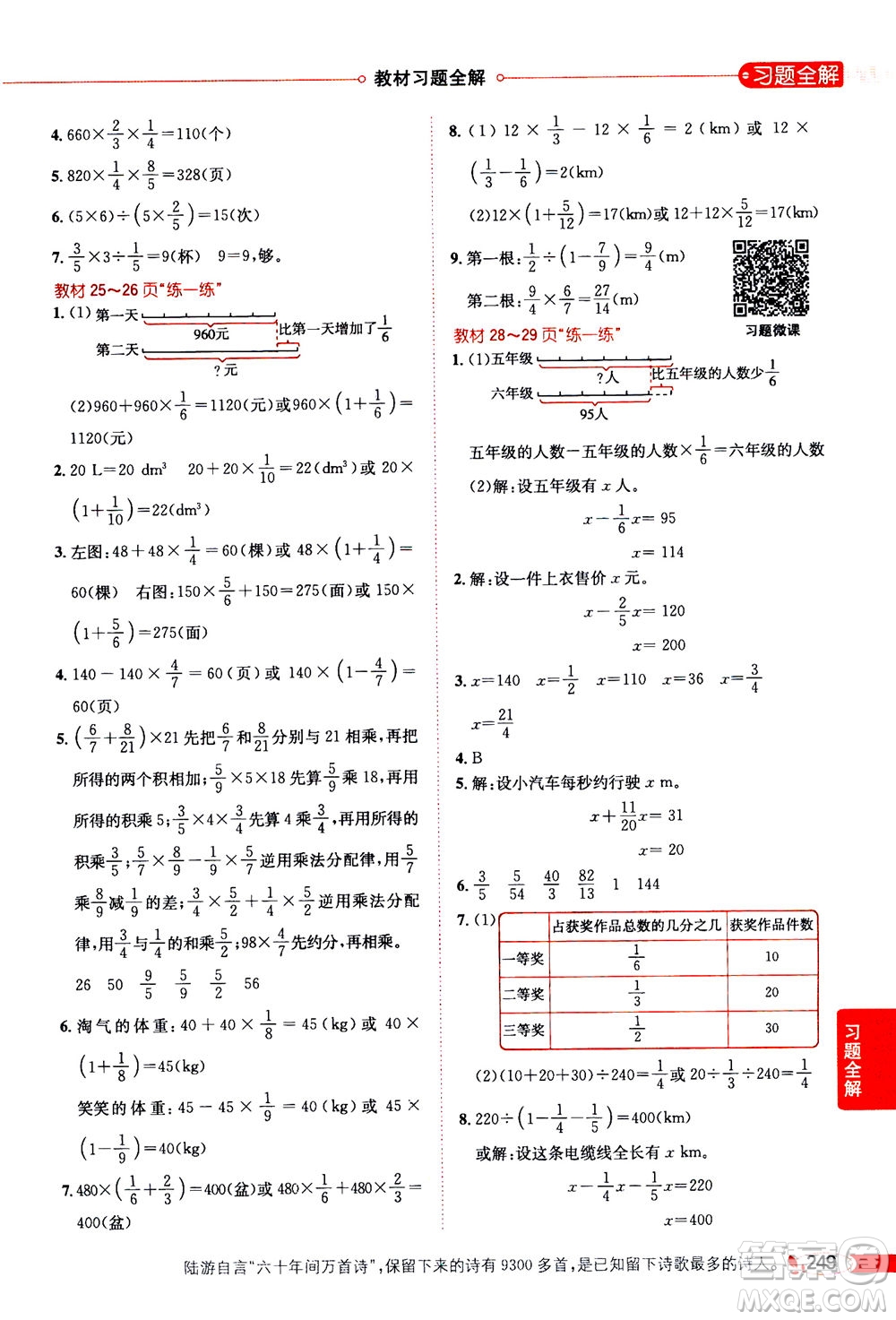 2020秋薛金星小學(xué)教材全解六年級上冊數(shù)學(xué)北師大版參考答案