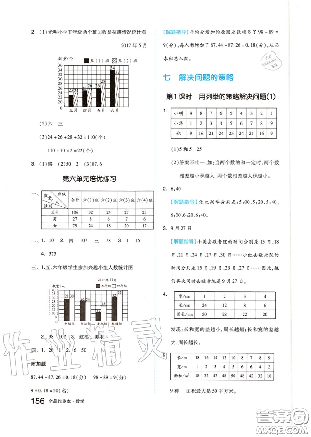 天津人民出版社2020秋全品作業(yè)本五年級數(shù)學上冊蘇教版答案