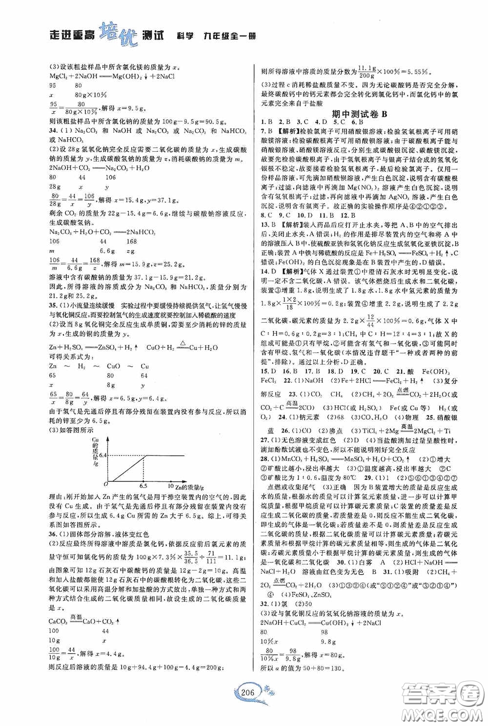 華東師范大學(xué)出版社2020走進重高培優(yōu)測試九年級數(shù)學(xué)全一冊浙教版雙色新編版答案