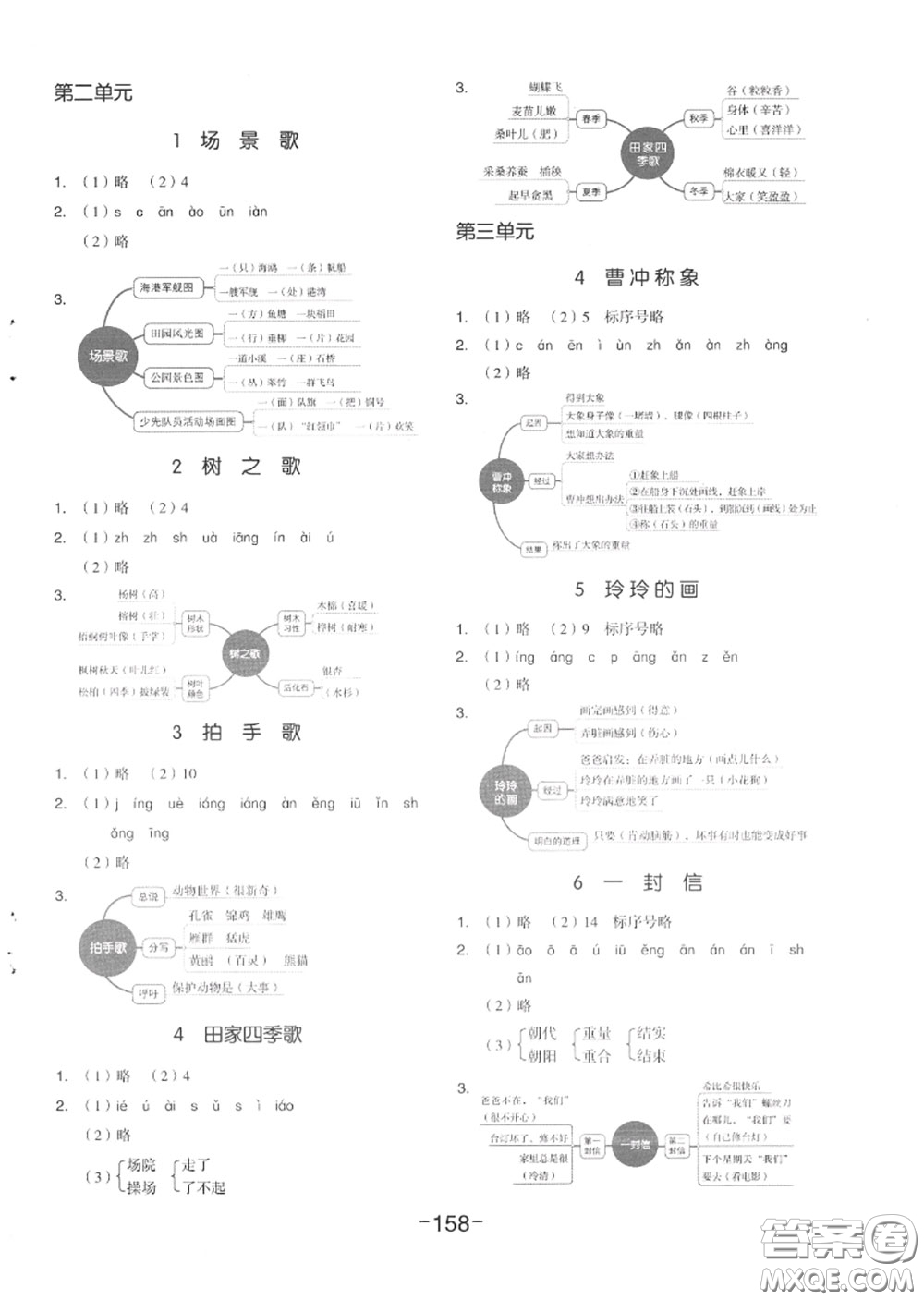 天津人民出版社2020秋全品作業(yè)本二年級語文上冊人教版答案