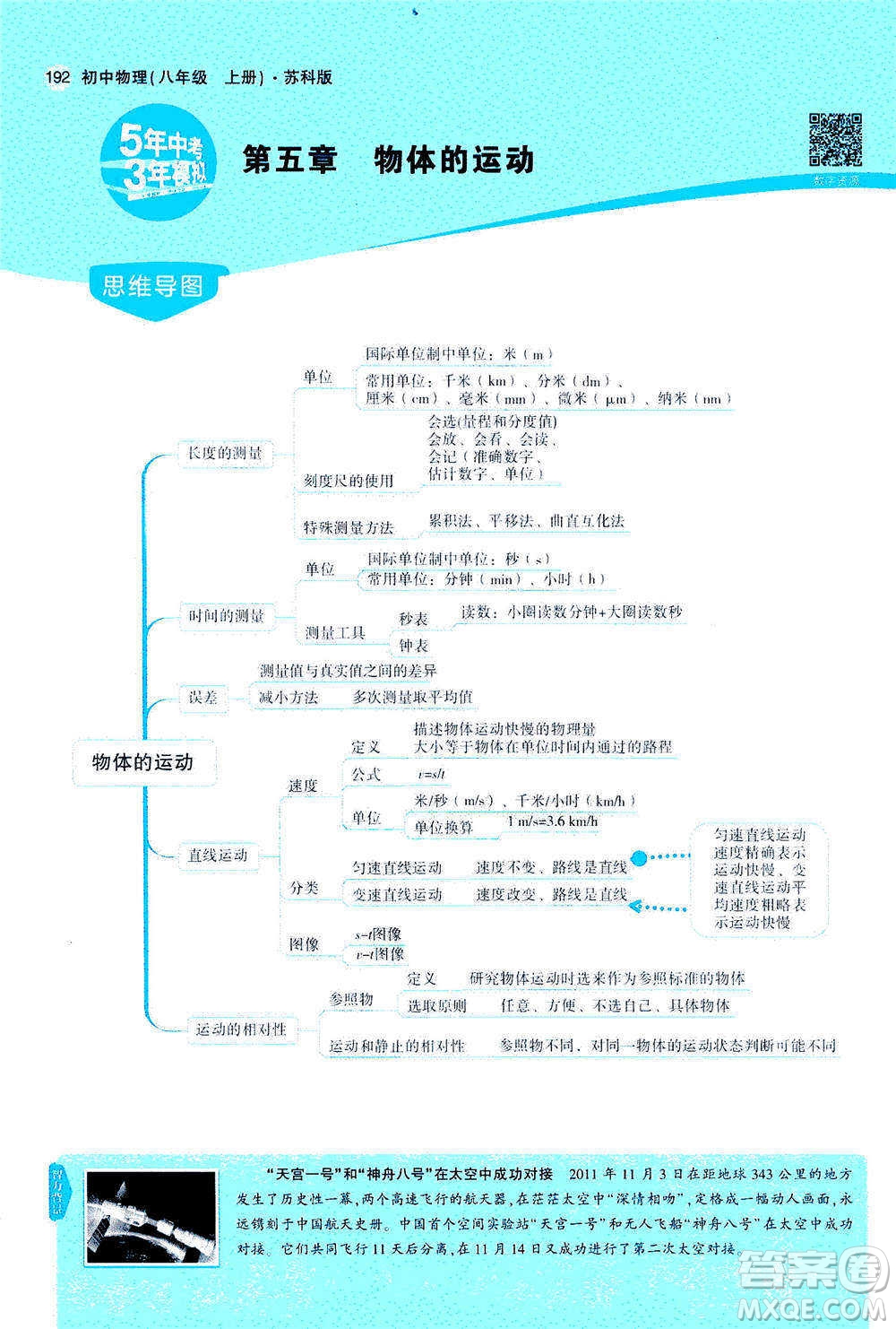 2020秋5年中考3年模擬全練版全解版初中物理八年級(jí)上冊(cè)蘇科版參考答案