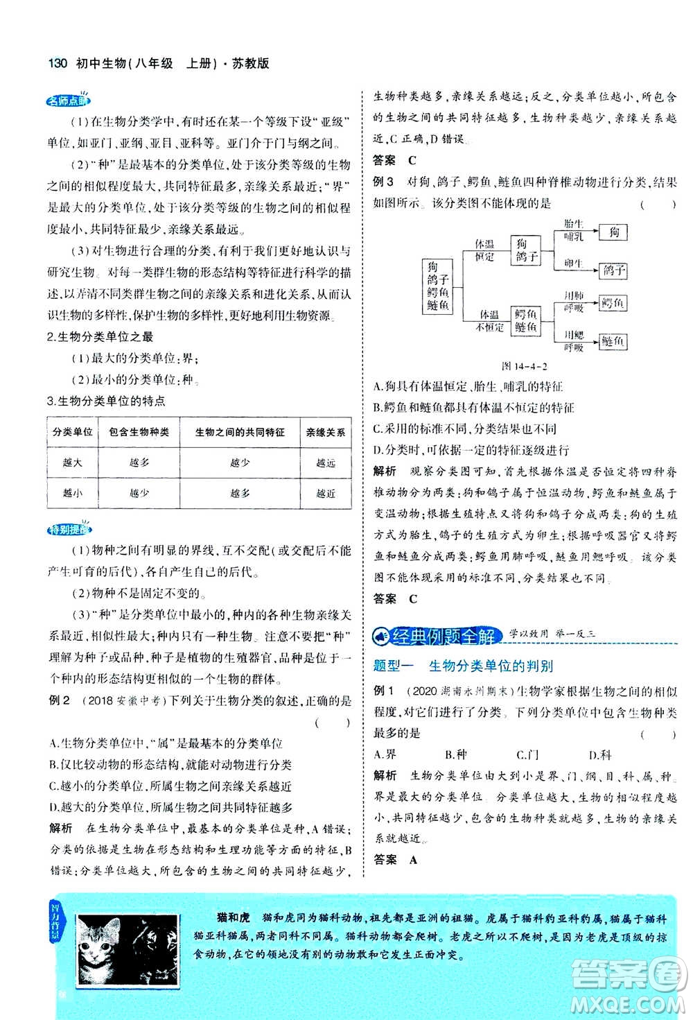 2020秋5年中考3年模擬全練版全解版初中生物八年級(jí)上冊(cè)蘇教版參考答案