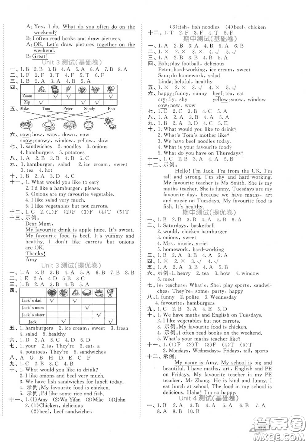 西安出版社曲一線(xiàn)2020秋小兒郎53全優(yōu)卷五年級(jí)英語(yǔ)上冊(cè)人教版答案