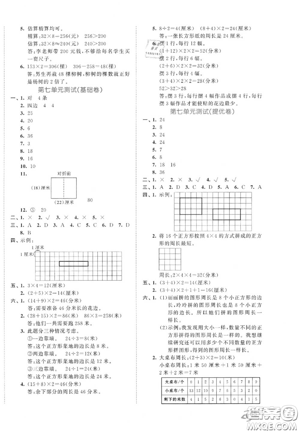 西安出版社曲一線2020秋小兒郎53全優(yōu)卷三年級(jí)數(shù)學(xué)上冊(cè)人教版答案