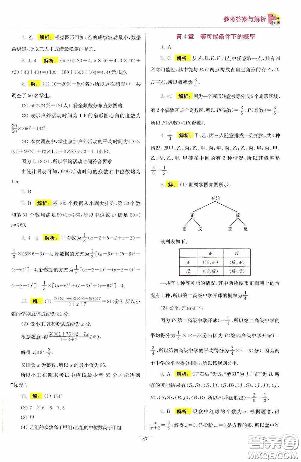 小題狂做2020提優(yōu)小幫手初中數(shù)學(xué)期末搶分九年級(jí)上冊(cè)答案