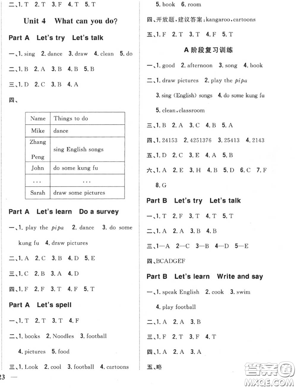 2020秋全科王同步課時(shí)練習(xí)五年級(jí)英語(yǔ)上冊(cè)人教版答案