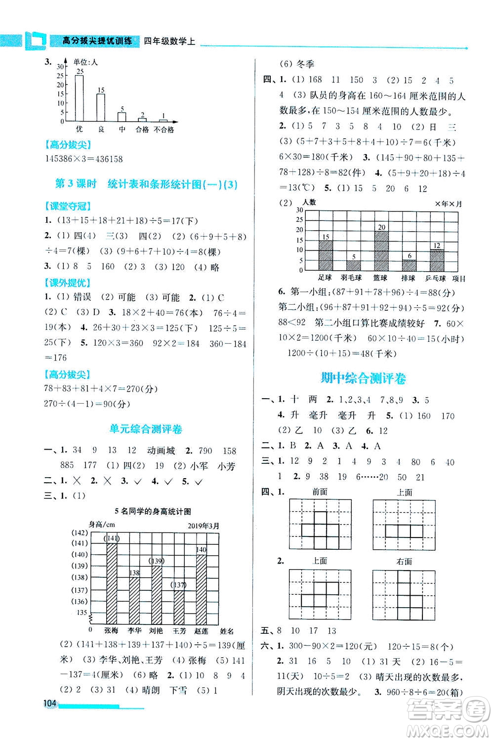 2020秋超能學(xué)典高分拔尖提優(yōu)訓(xùn)練四年級數(shù)學(xué)上江蘇版參考答案