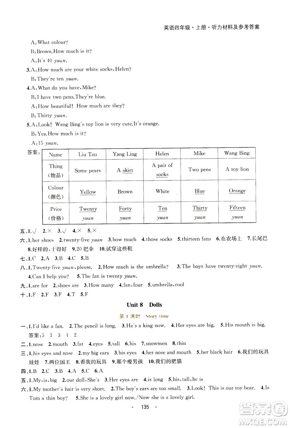 2020秋金鑰匙提優(yōu)訓(xùn)練課課練四年級(jí)上冊(cè)數(shù)學(xué)國標(biāo)江蘇版參考答案