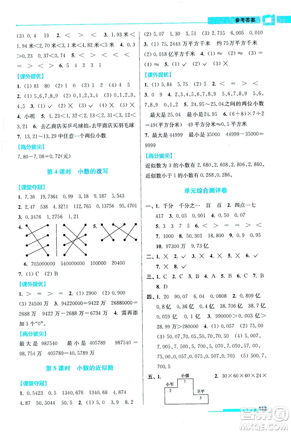 2020秋超能學(xué)典高分拔尖提優(yōu)訓(xùn)練五年級(jí)數(shù)學(xué)上江蘇版參考答案