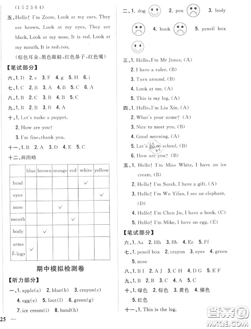 2020秋全科王同步課時(shí)練習(xí)三年級(jí)英語(yǔ)上冊(cè)人教版答案