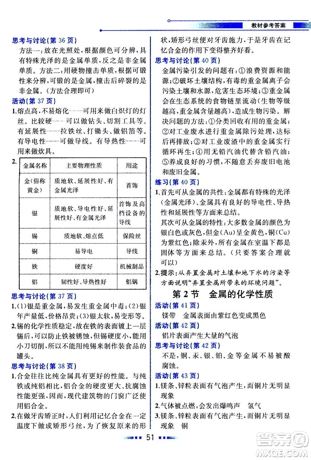 現(xiàn)代教育出版社2020年教材解讀科學(xué)九年級(jí)上冊(cè)ZJ浙教版參考答案