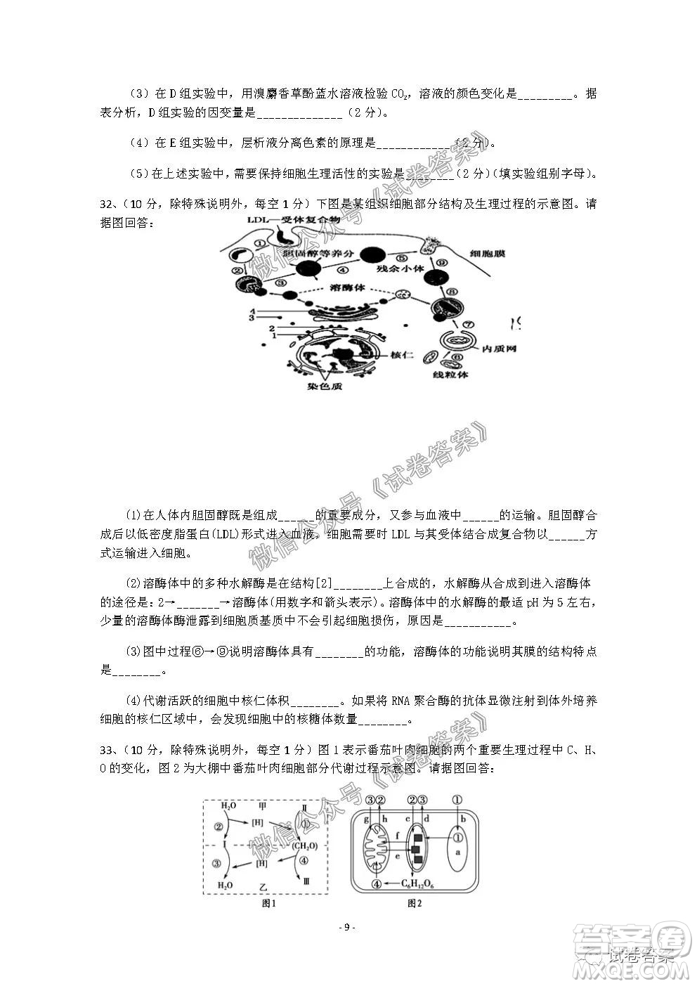 信陽市2020-2021學(xué)年度高中畢業(yè)班第一次調(diào)研考試生物試題及答案