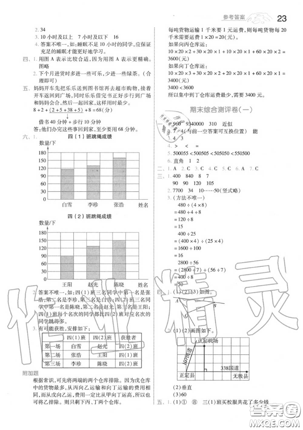 天星教育2020年秋一遍過小學(xué)數(shù)學(xué)四年級(jí)上冊人教版答案