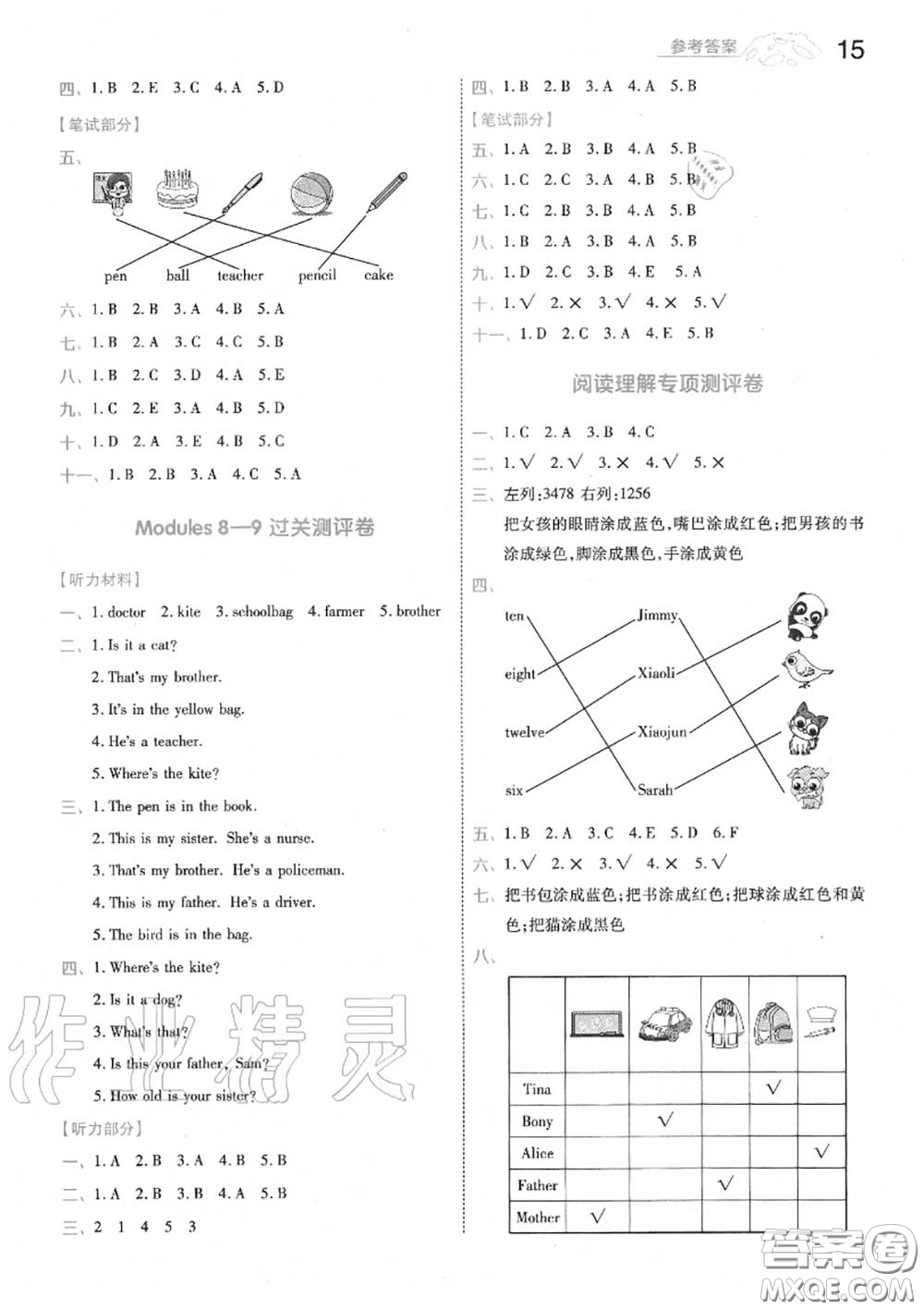 天星教育2020年秋一遍過小學英語三年級上冊外研版答案