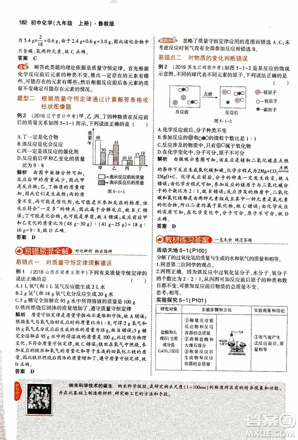 2021版初中同步5年中考3年模擬全解版初中化學(xué)九年級上冊魯教版參考答案