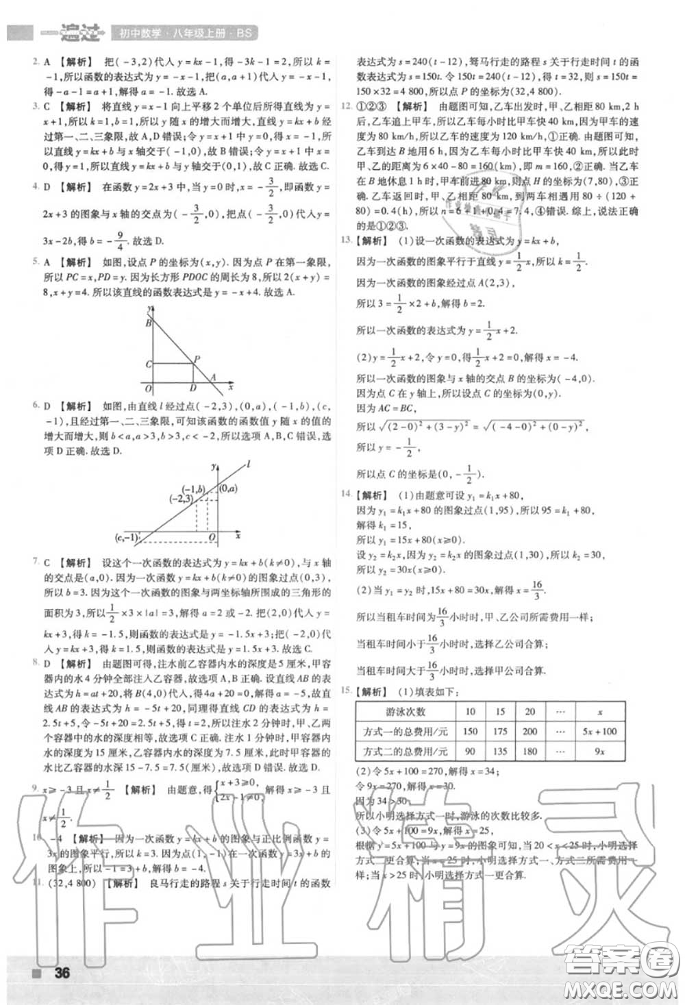 天星教育2020年秋一遍過(guò)初中數(shù)學(xué)八年級(jí)上冊(cè)北師版答案