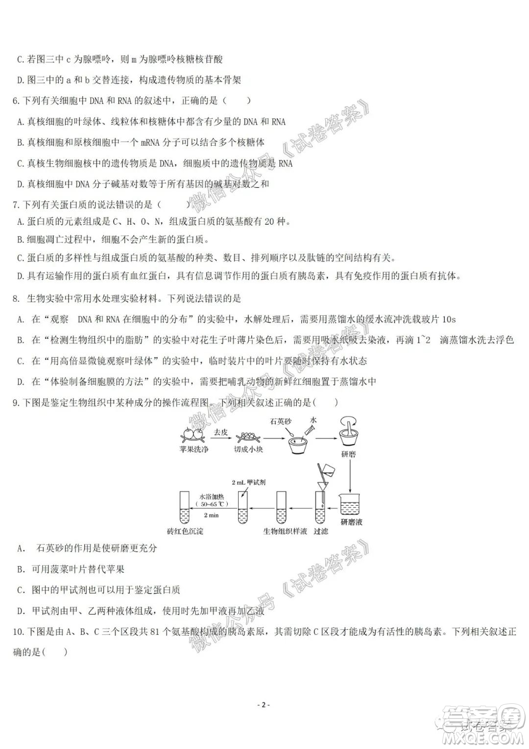 哈爾濱市第六中學2021屆開學階段性總結(jié)高三生物試題及答案