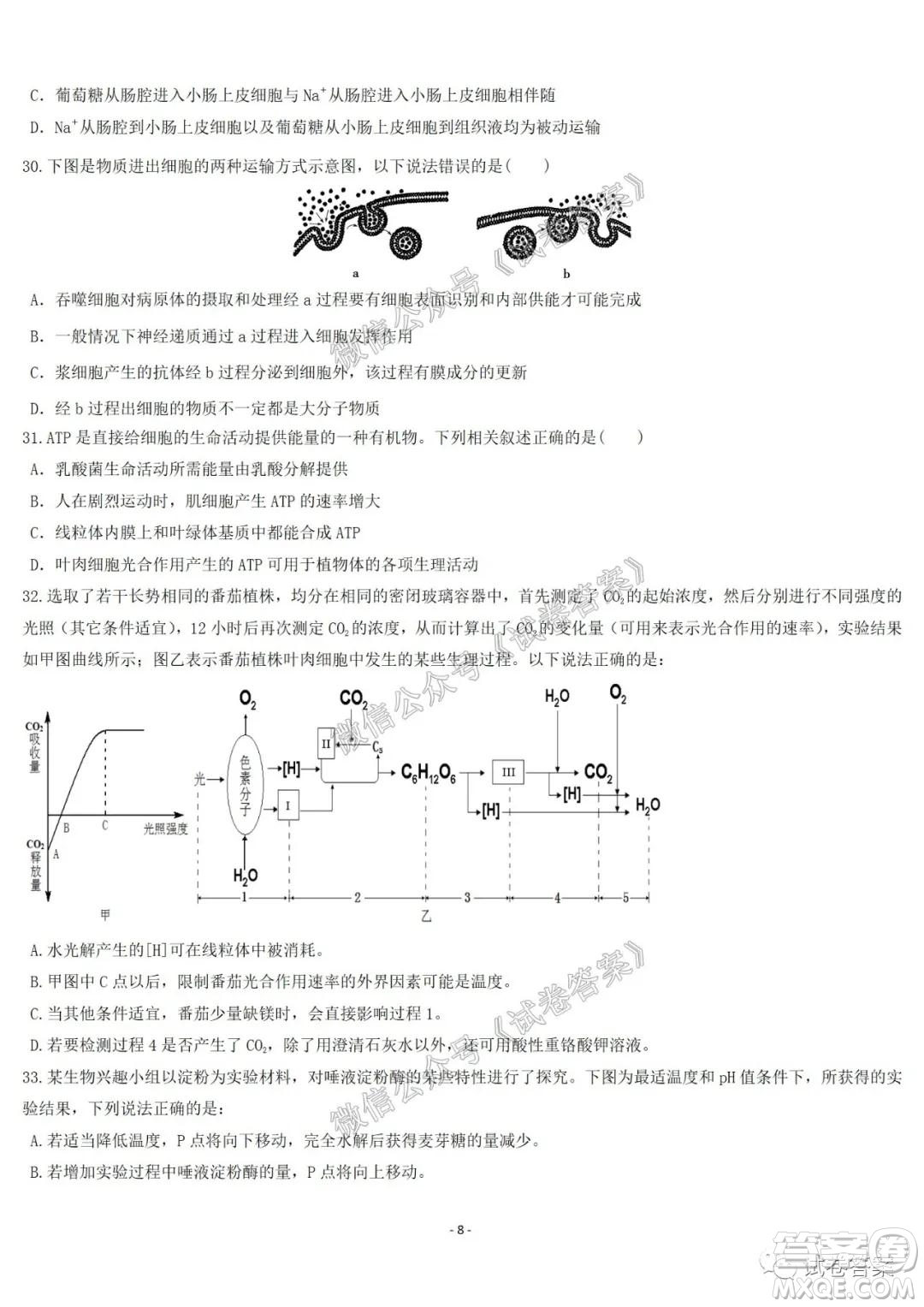 哈爾濱市第六中學2021屆開學階段性總結(jié)高三生物試題及答案