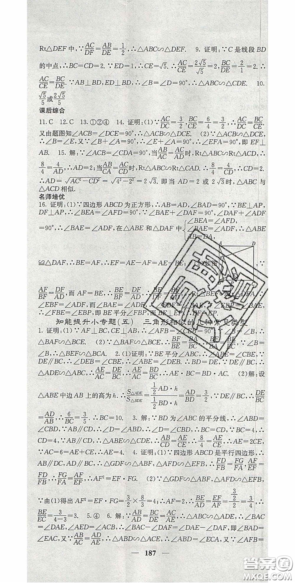 四川大學(xué)出版社2020秋名校課堂內(nèi)外九年級數(shù)學(xué)上冊滬科版答案