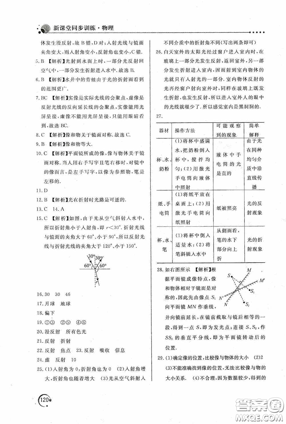 北京教育出版社2020新課堂同步訓(xùn)練八年級(jí)物理上冊(cè)人教版答案