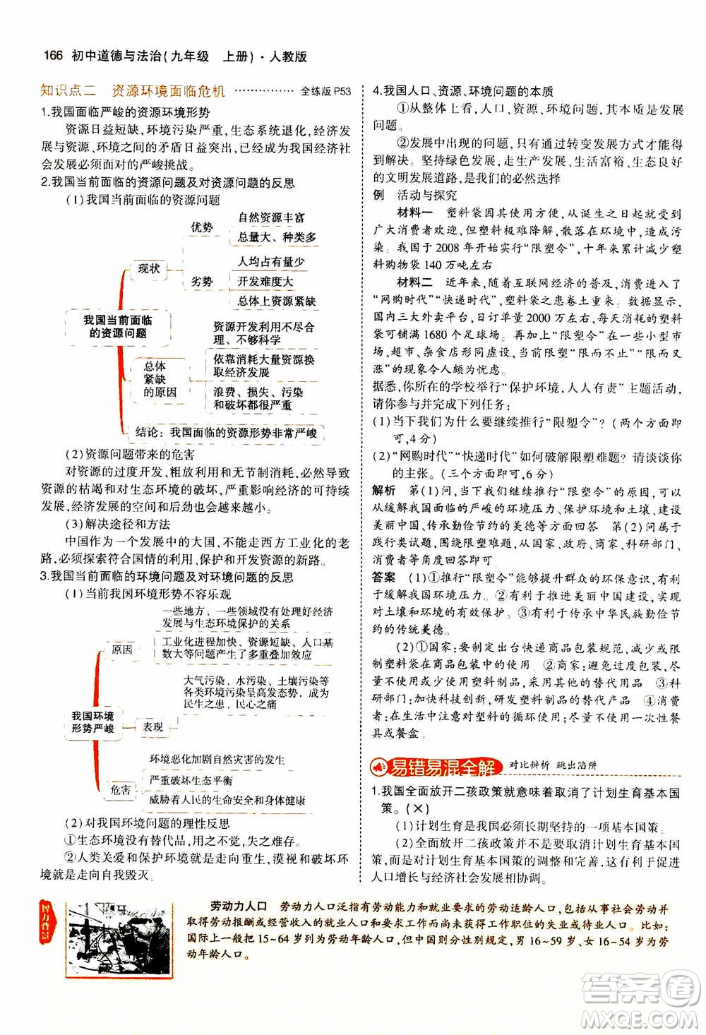 2021版初中同步5年中考3年模擬全解版初中道德與法治九年級(jí)上冊(cè)人教版參考答案