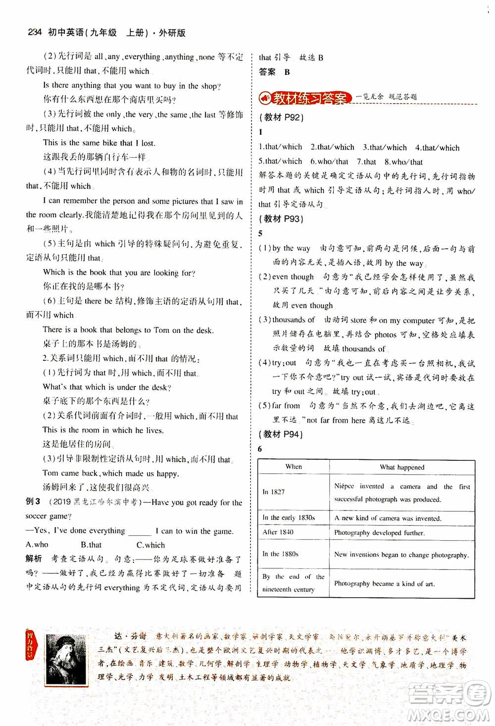 2021版初中同步5年中考3年模擬全解版初中英語九年級上冊外研版參考答案