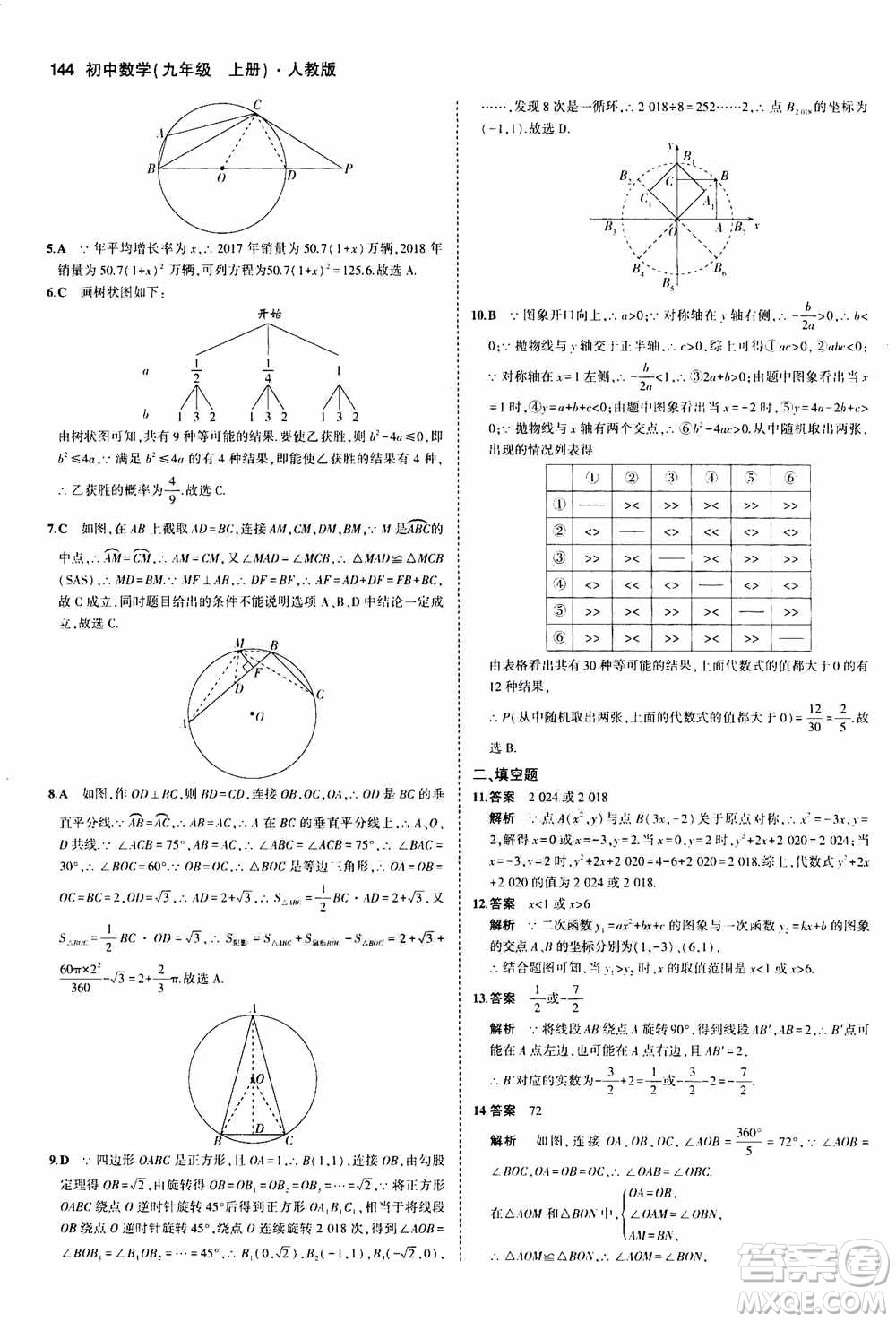 2021版初中同步5年中考3年模擬全練版初中數(shù)學九年級上冊人教版參考答案