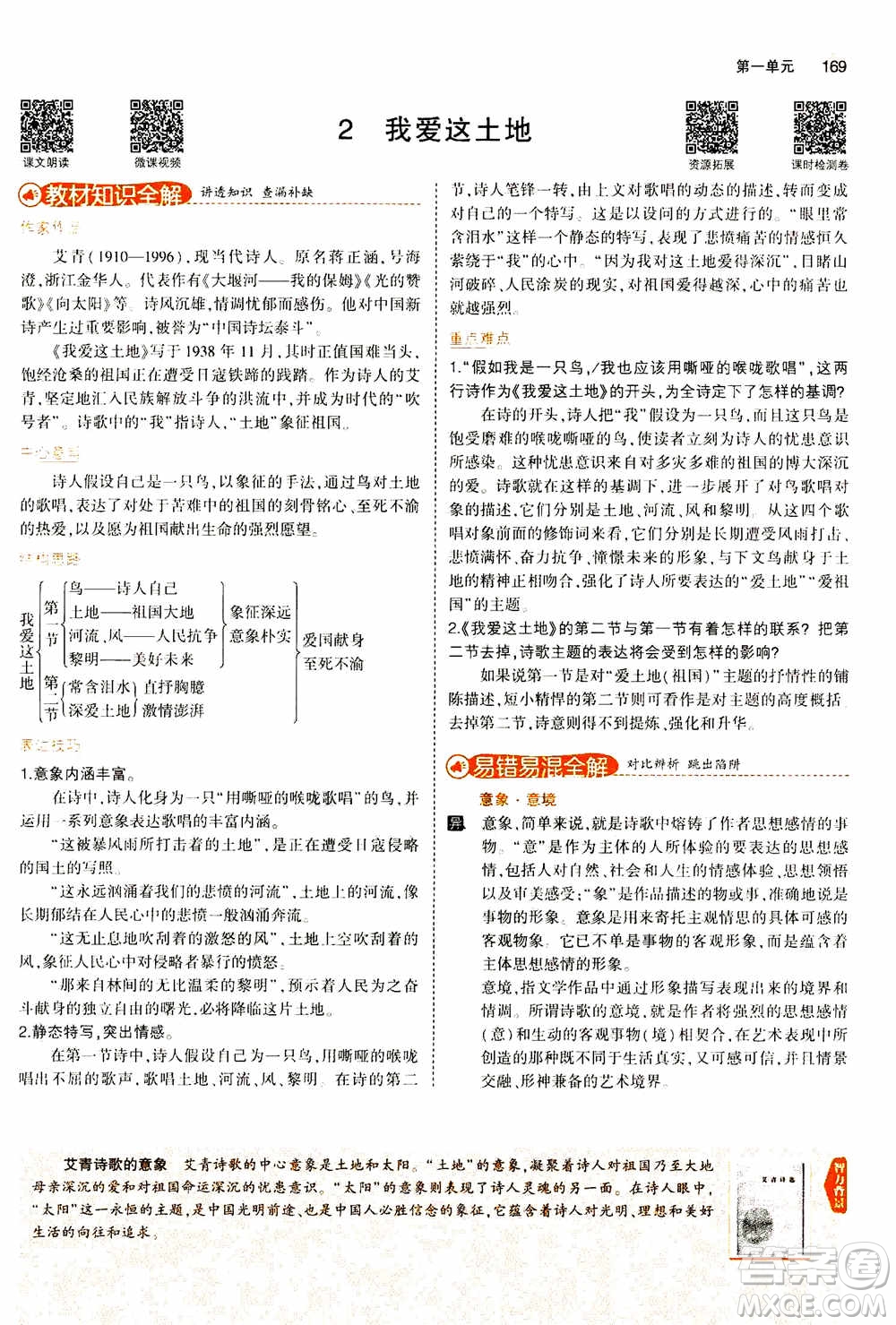 2021版初中同步5年中考3年模擬全解版初中語文九年級上冊人教版參考答案