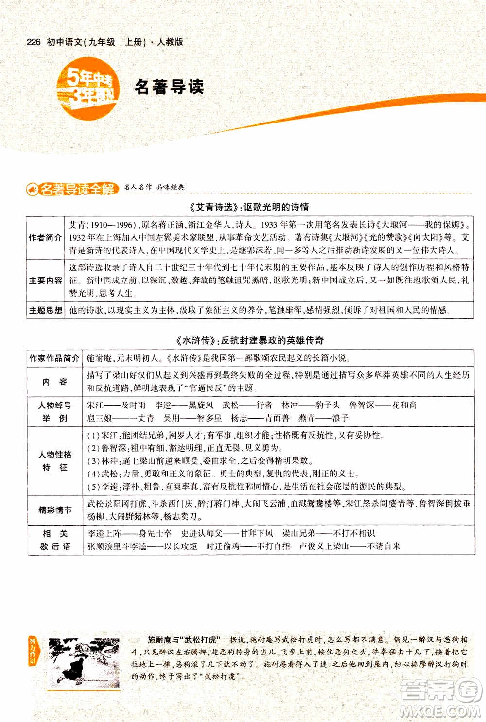 2021版初中同步5年中考3年模擬全解版初中語文九年級上冊人教版參考答案