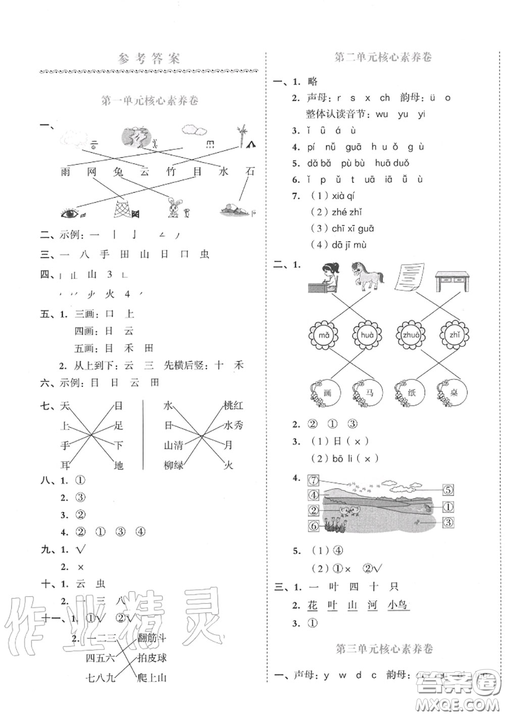 天津人民出版社2020秋全品小復(fù)習(xí)一年級(jí)語文上冊(cè)人教版答案