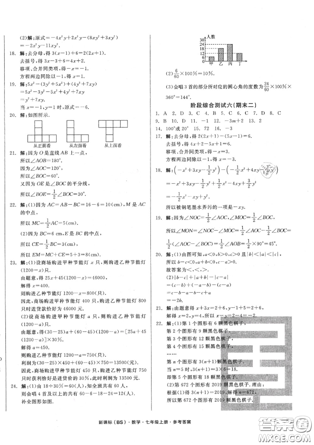 陽光出版社2020秋全品小復(fù)習(xí)七年級(jí)數(shù)學(xué)上冊(cè)北師版答案