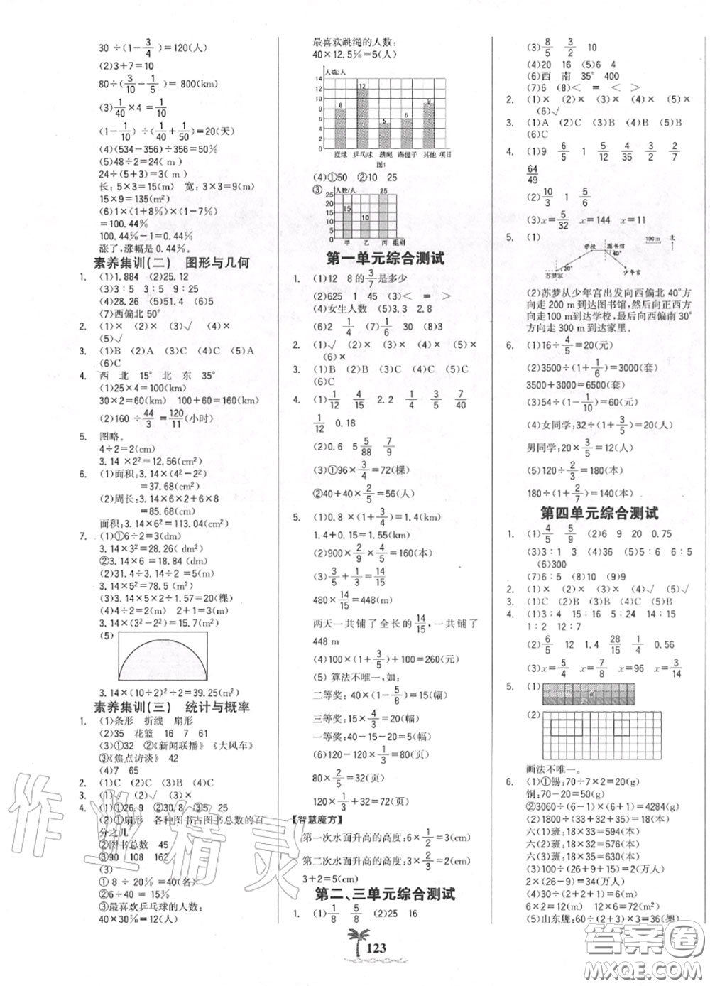 2020年秋世紀(jì)金榜金榜小博士六年級(jí)數(shù)學(xué)上冊人教版答案