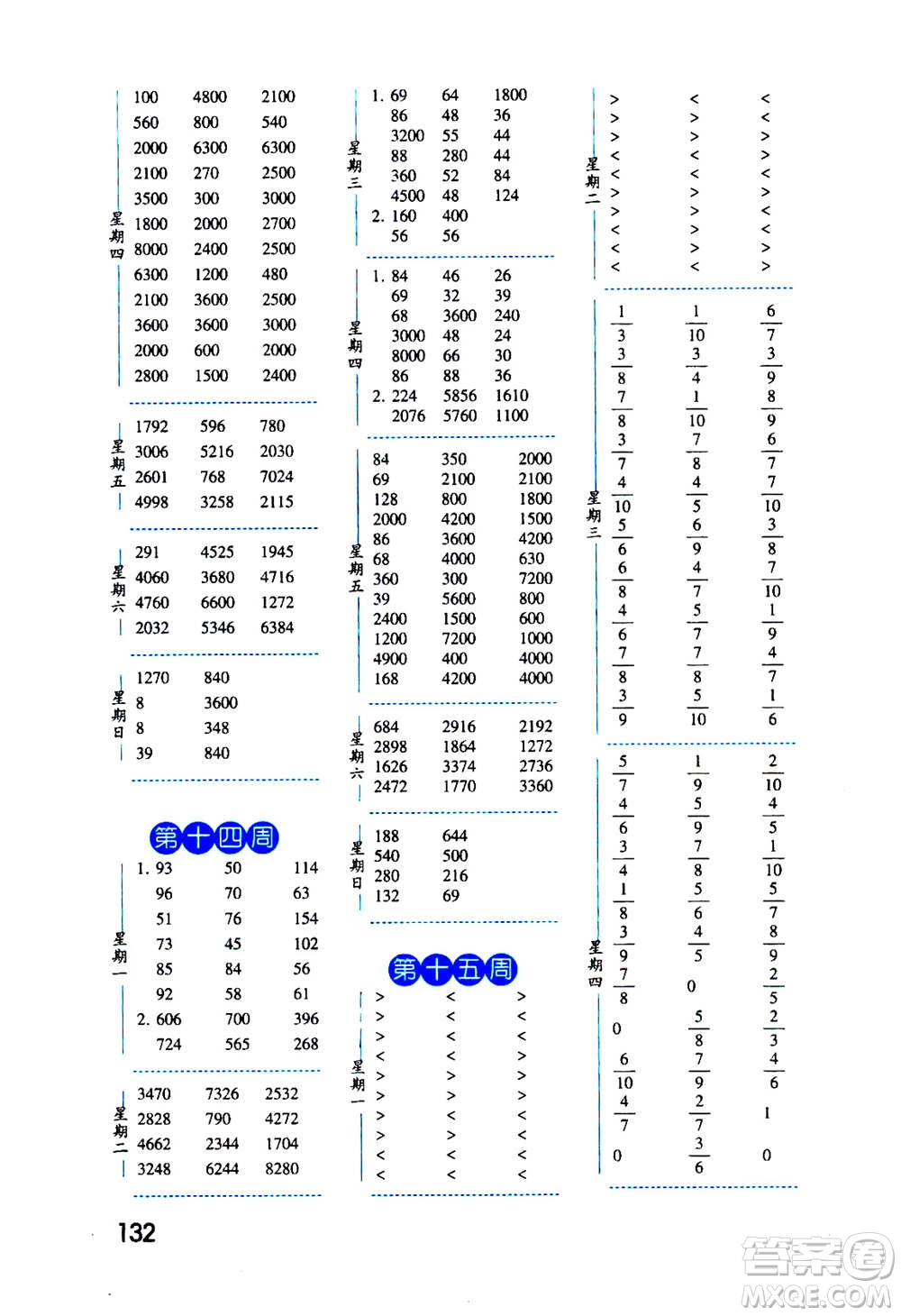 2020年經綸學典口算達人三年級數學上冊RJ人教版答案