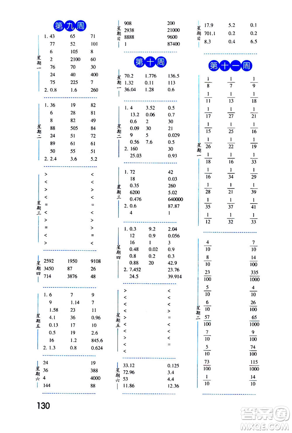 2020年經(jīng)綸學(xué)典口算達(dá)人五年級(jí)數(shù)學(xué)上冊(cè)BS北師版答案