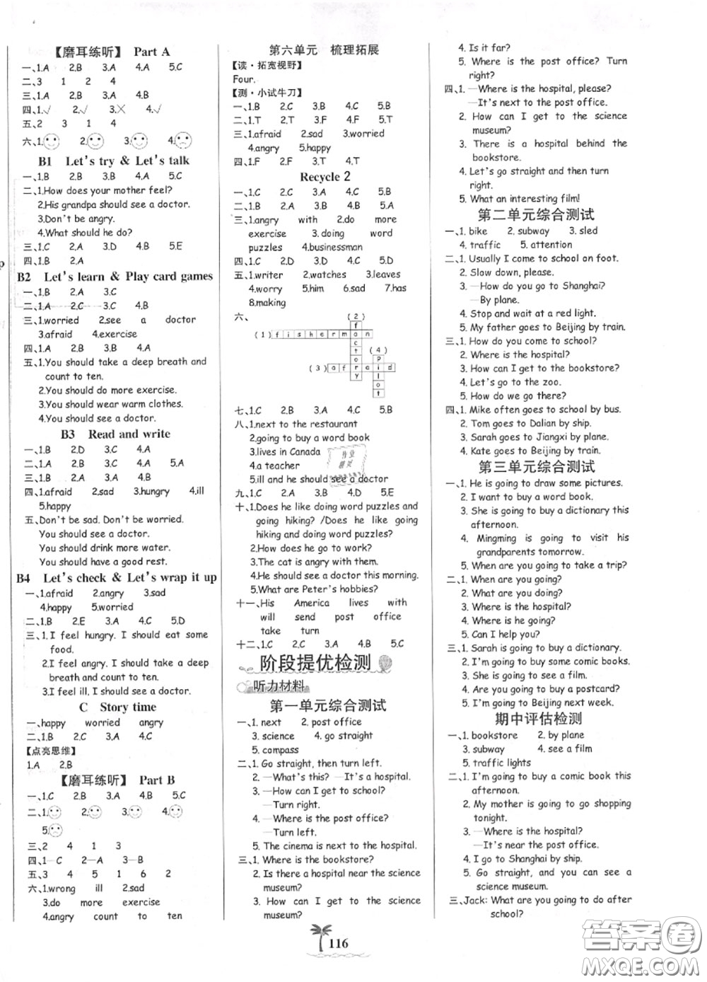 2020年秋世紀(jì)金榜金榜小博士六年級英語上冊人教版答案